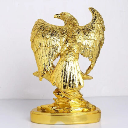 Golden Bald Eagle Statue Home Decor Statue, Office Decoration Resin Art Crafts, Resin Animal Crafts Golden Eagle Spreading Wings